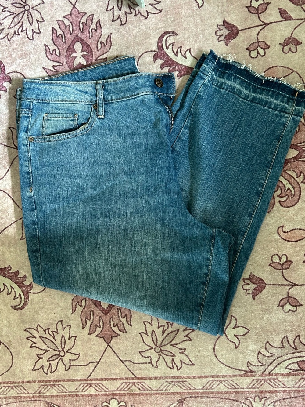 Sonoma Women's Medium Blue Skinny Jeans with Frayed Hem